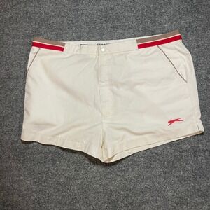 Vintage Slazenger Logo Tennis Shorts Mens Size 38 White Red Pickleball Preppy